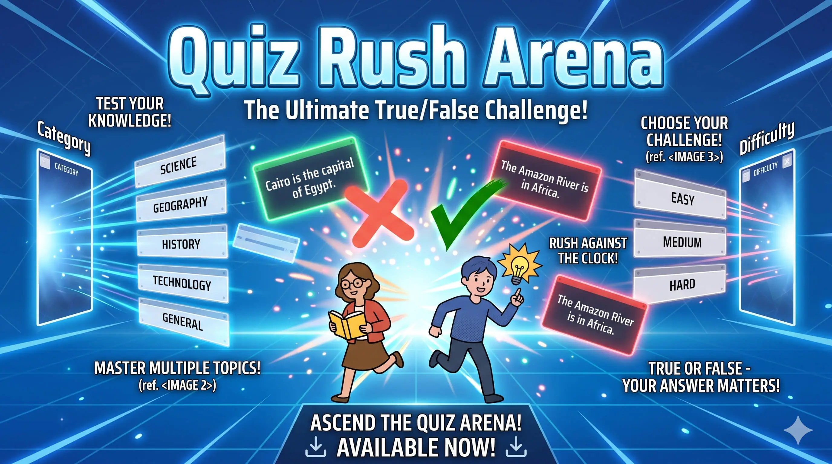 Quiz Rush Arena – Fast HTML5 Trivia Game (Construct 3 Template)