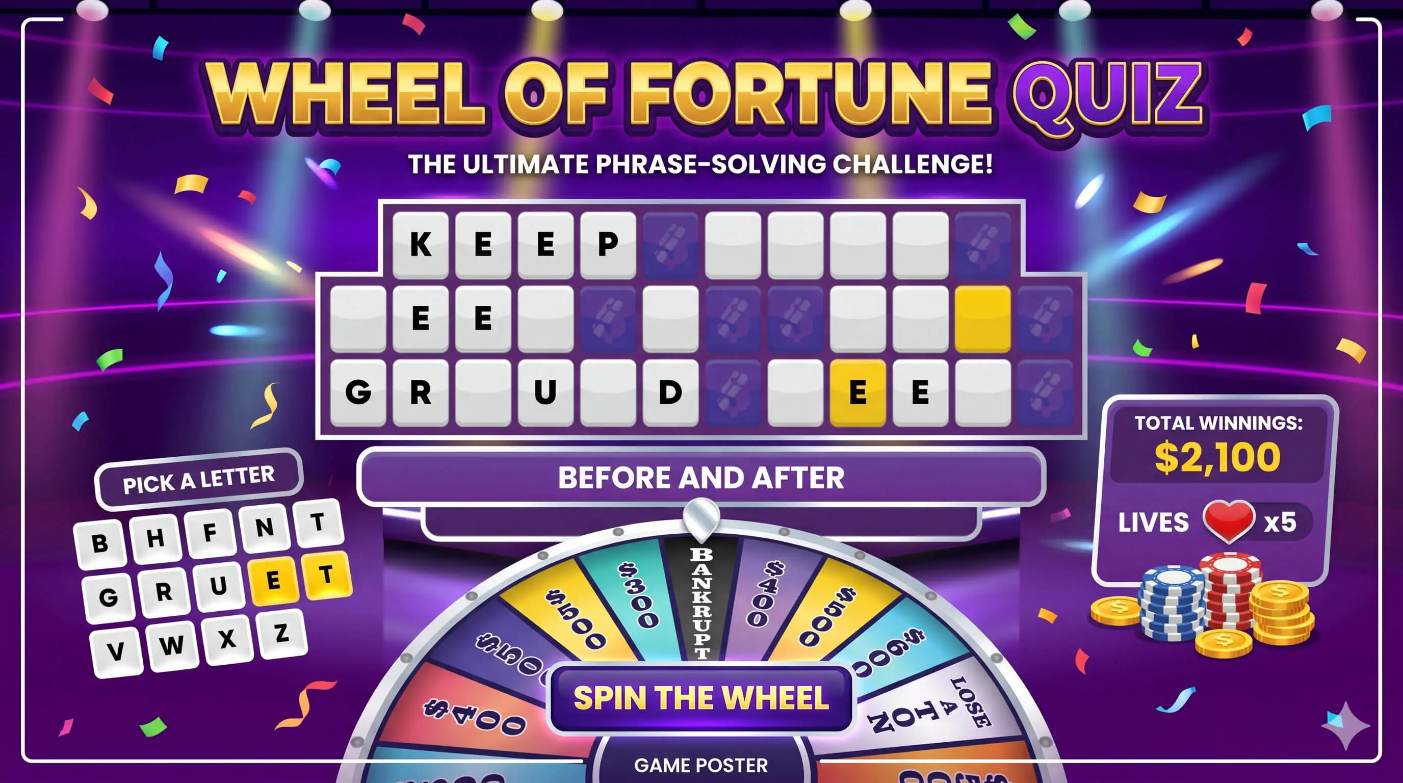 Wheel Of Fortune Quiz - HTML5 Game