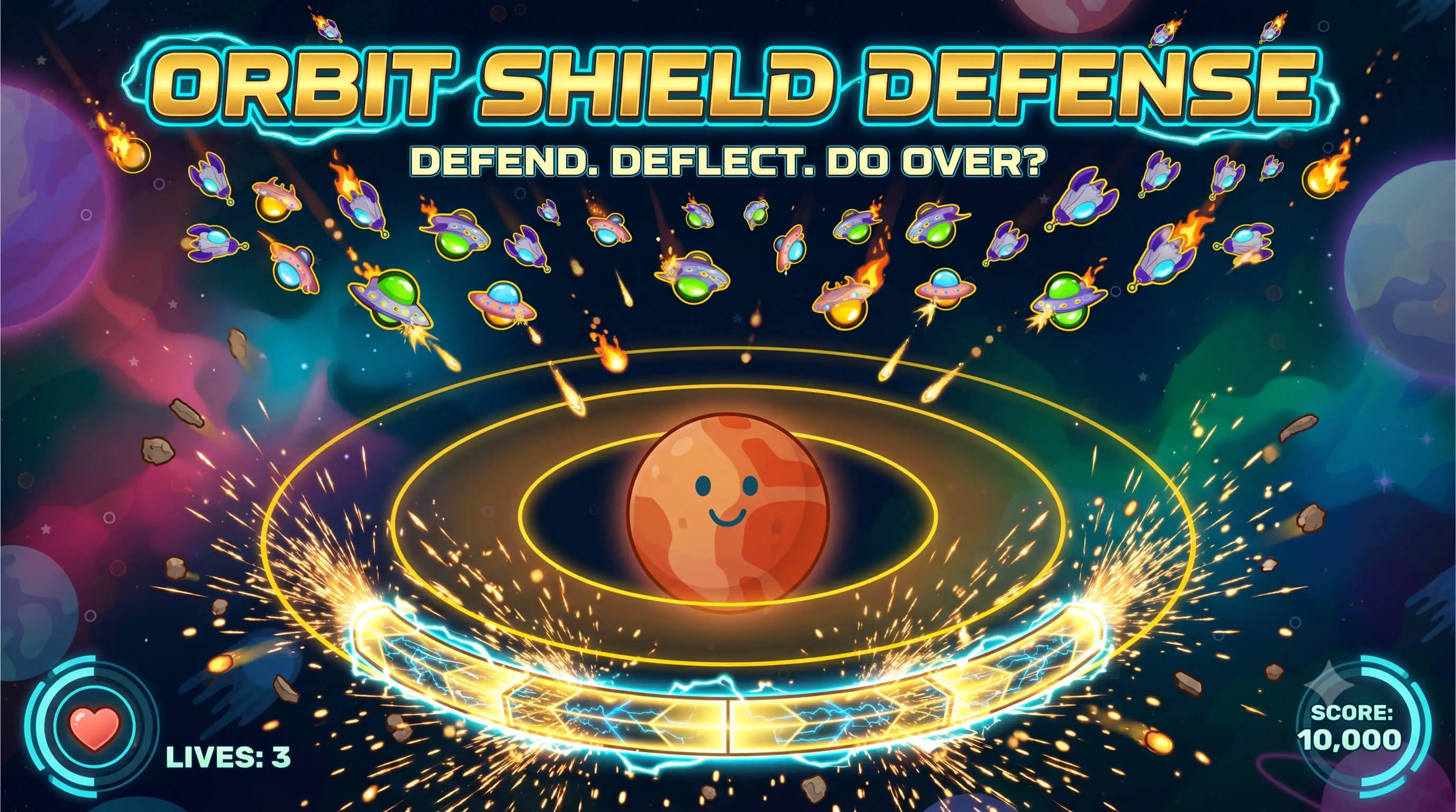 Orbit Shield Defense - HTML5 Game Template