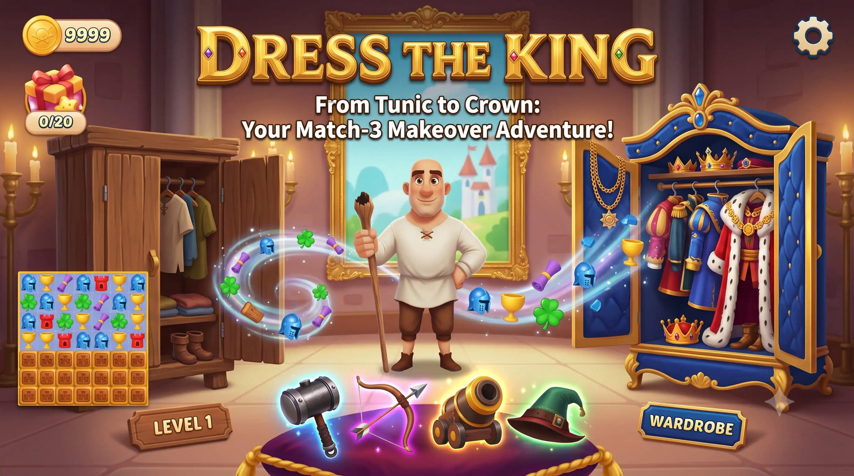Dress the King - Puzzle - HTML Game - Construct 3 - C3P