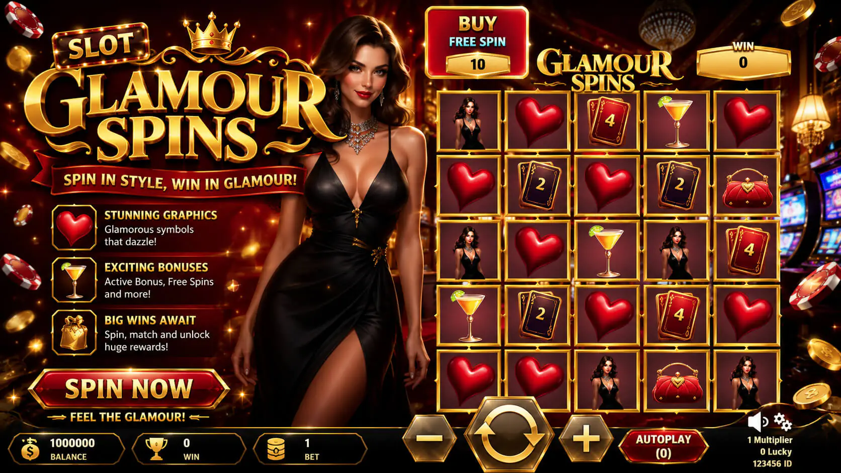 Slot Glamour Spins - Construct3 Game