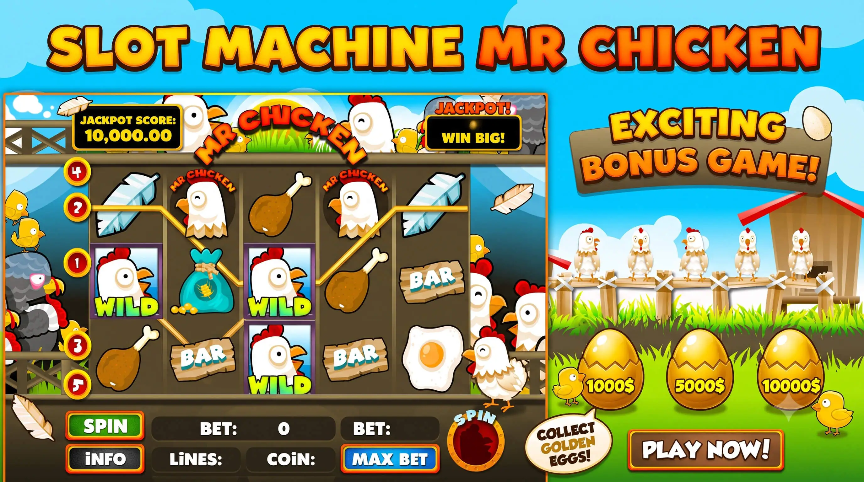 Slot Machine Mr Chicken - HTML5 Casino Game