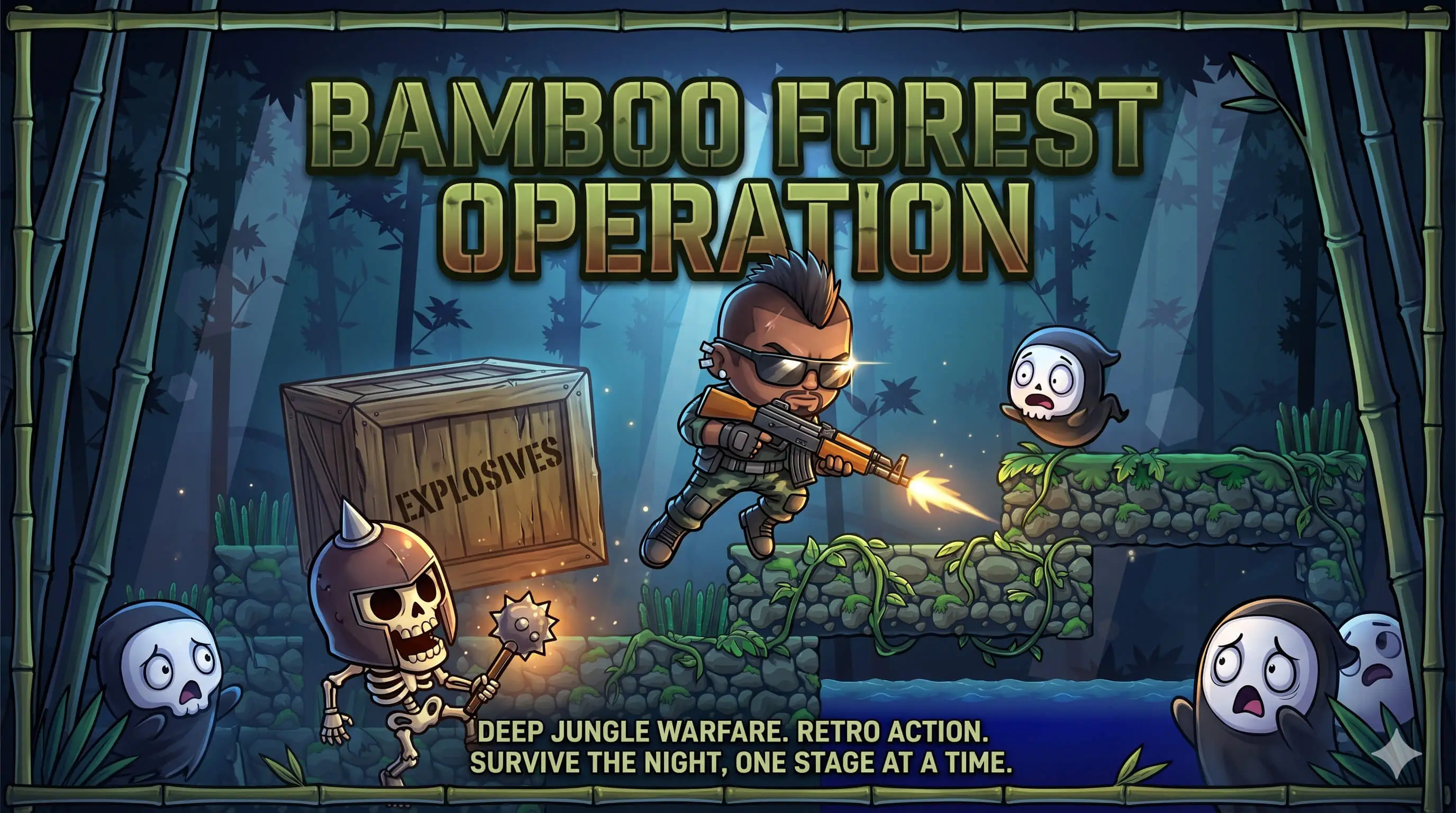 Bamboo Forest Operation | HTML5 Platform Game